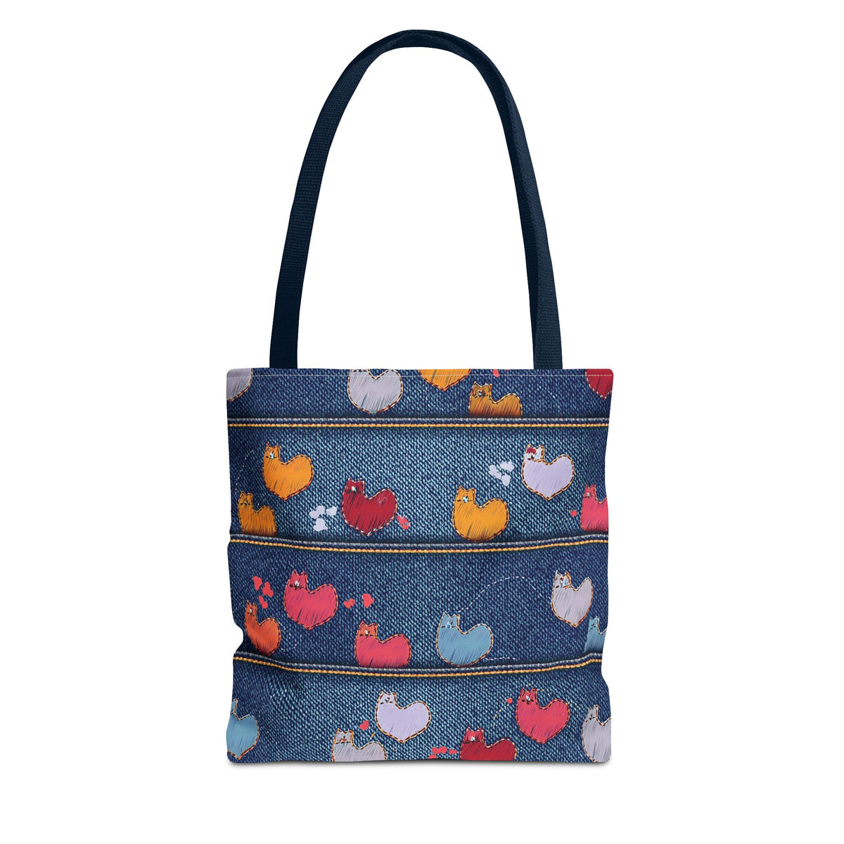 Love Day Graphic Design Denim Fabric Imitation Print Unisex Canvas Bag POLY 3 Sizes Tote Bag 201-9