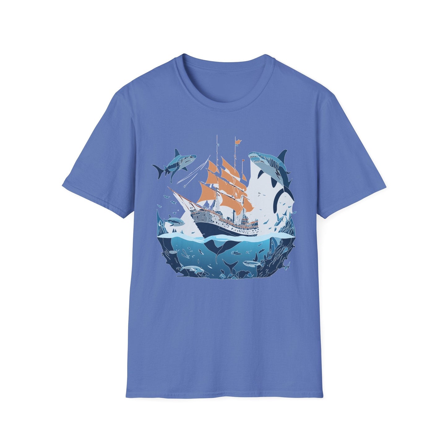 Ocean Tee Shirt Unisex Gildan Softstyle 64000 Ring Spun Cotton Art Print Graphic Ocean Design
