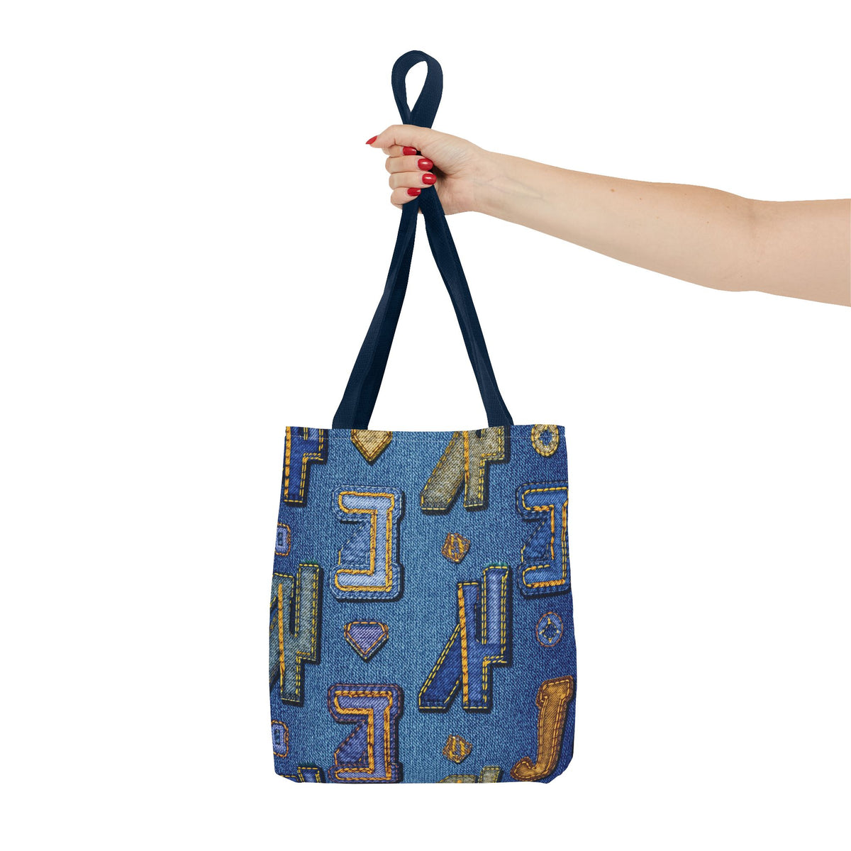Denim Fabric Imitation Print Unisex Canvas Bag Poly Spun 3 Sizes Tote Bag 187-3