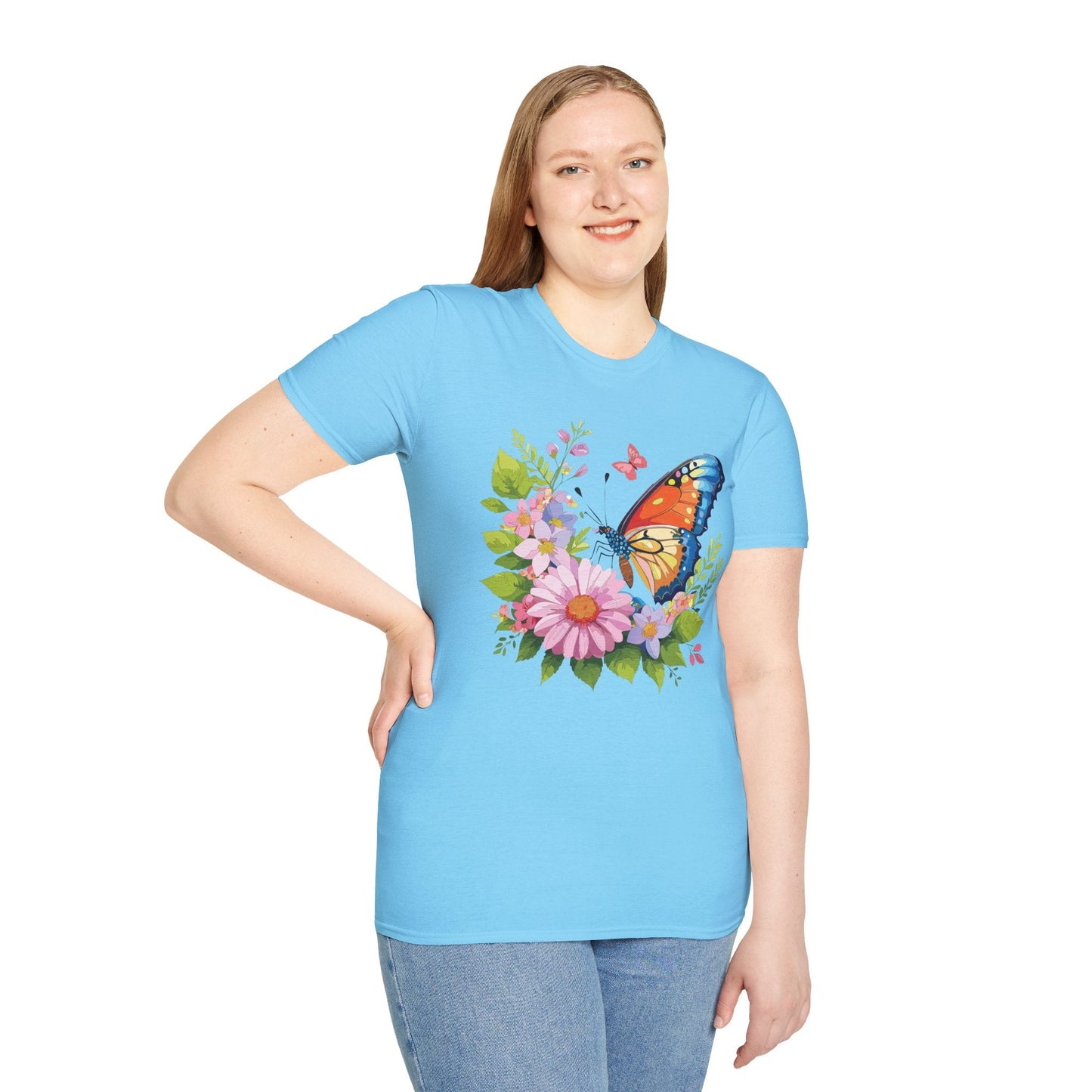Butterfly T Shirt Unisex Short Sleeve Gildan Softstyle 64000 Monarch Butterfly Design Graphic