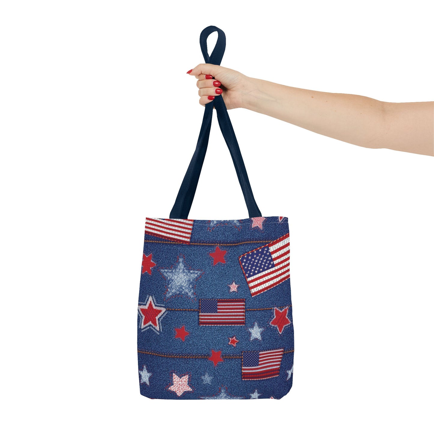 4th of July DENIM PRINT CANVAS BAG HIGH-QUALITY 100% SPUN POLY 3 SIZE BAG-200-11