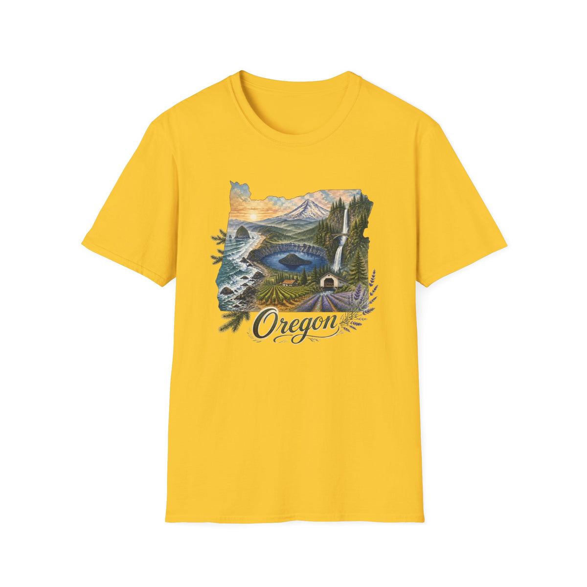 Oregon Crater Lake Mountains Travel Graphic Design Unisex 100 Cotton Gildan T-Shirt