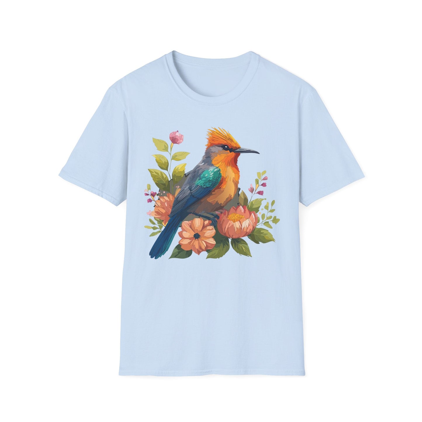 Floral Bird T Shirt For Unisex Wear Gildan Softstyle 64000 100 Percent Cotton Tee