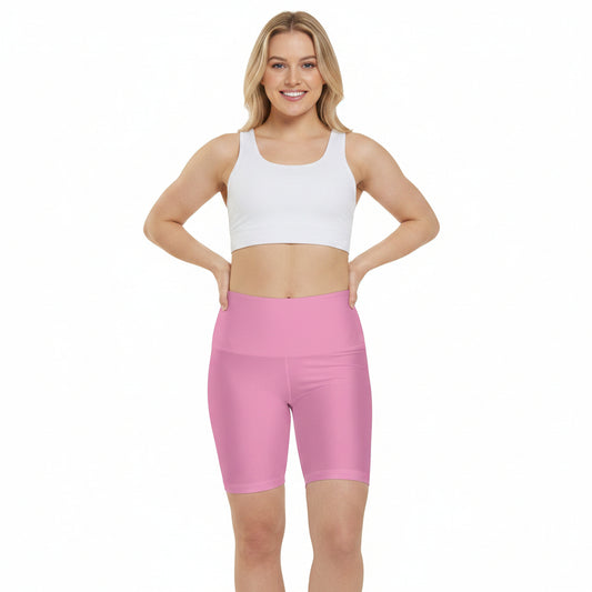 Pink Mist Women's Workout Shorts — Solid High-Waist Biker Shorts for Exercise & Everyday Wear