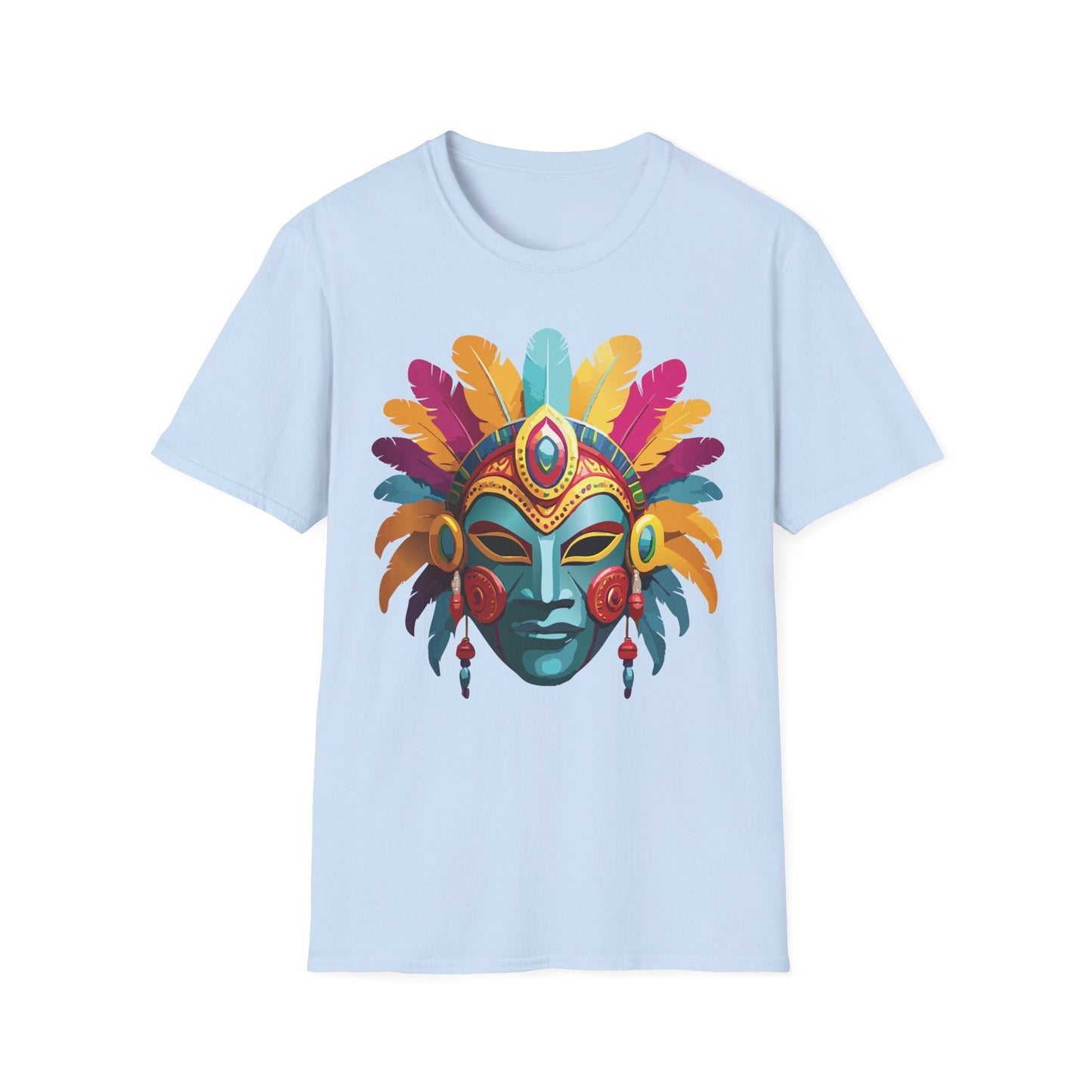 Mask Tee Shirt Unisex Short Sleeve Graphic Tee Masquerade Design 100 Percent Ring Spun Cotton