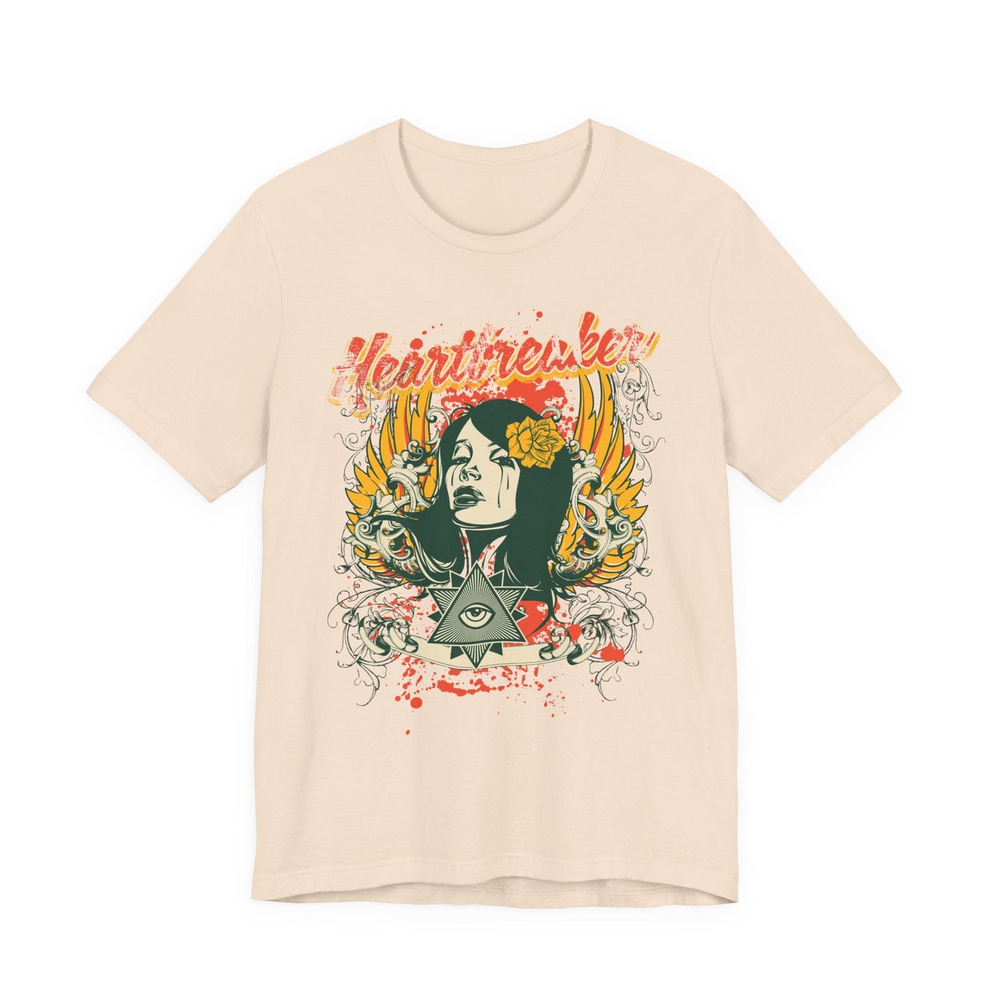 Heartbreaker Illustration Tee Retro Femme Portrait Floral Skull Graphic T-Shirt