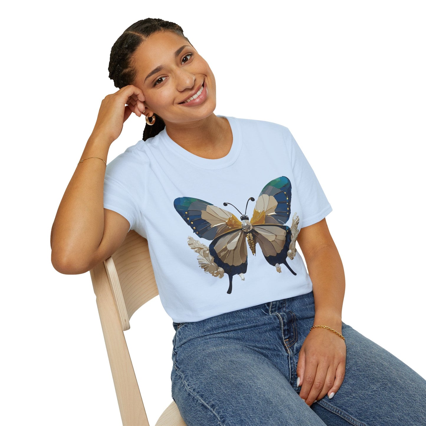Butterfly Themed Unisex T Shirt With Monarch Design Gildan Softstyle 64000 Premium Ring Spun Cotton