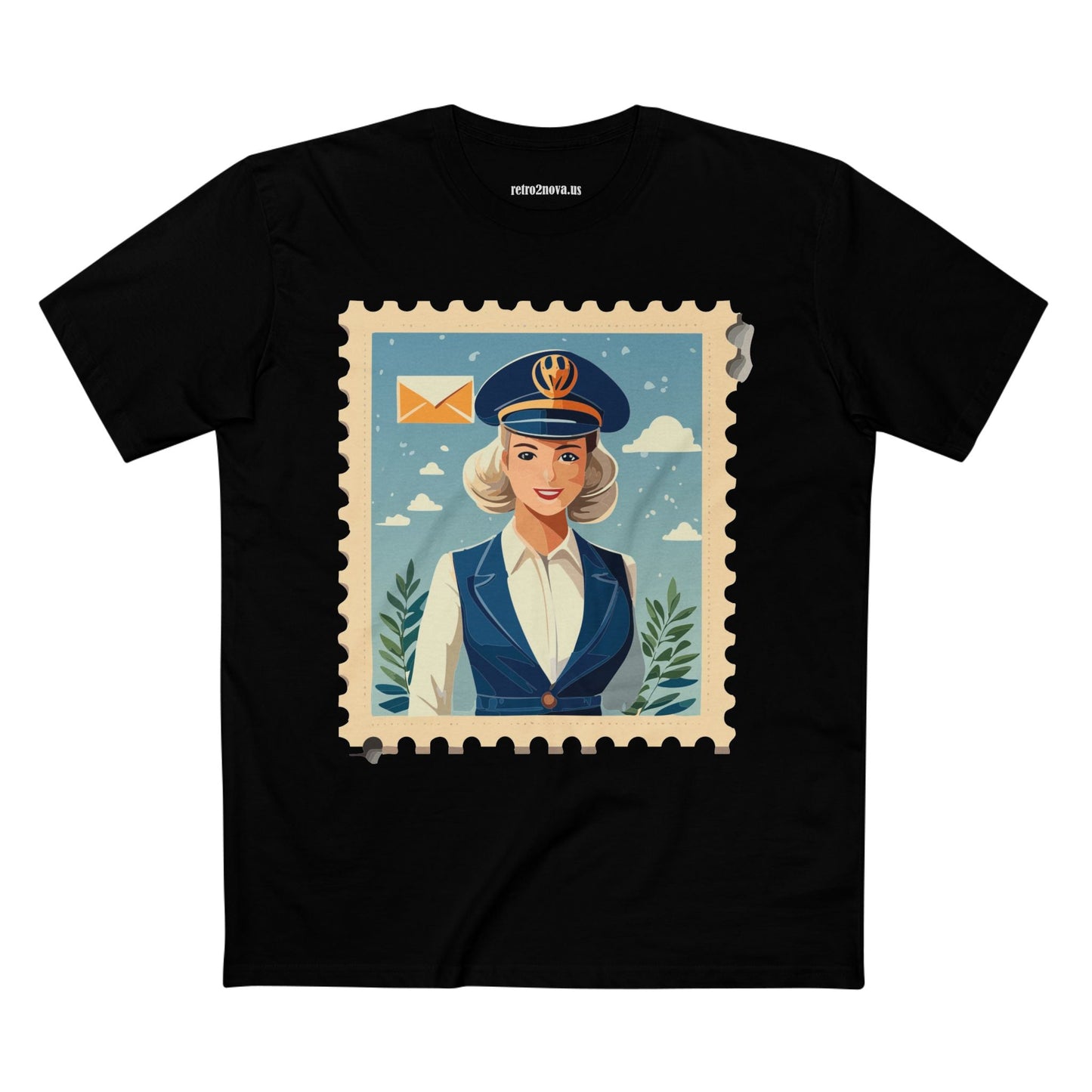 Stamp Shirt Postage Stamp Tee Unisex Premium Cotton Original Art Design Retro2Nova