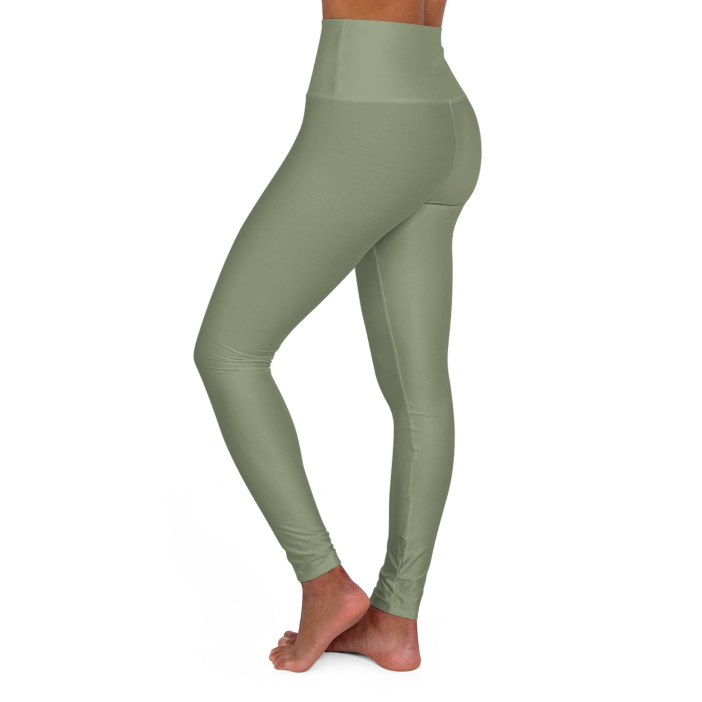 Dusty Sage Green Color High-Waist Yoga Leggings Women's Seamless Poly-Span Stretchy Pants XS-2XL