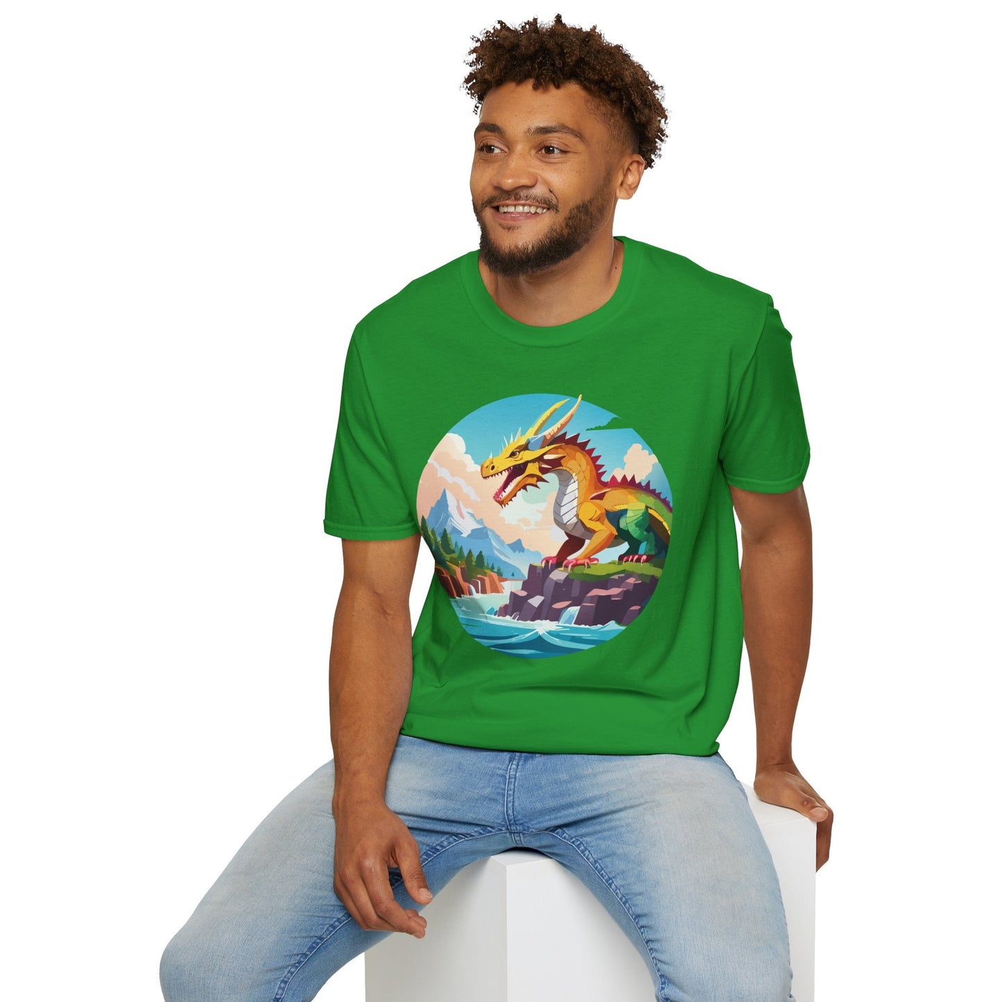 Dragon Graphic Unisex Cotton Softstyle Art Design Tee With Animals 25