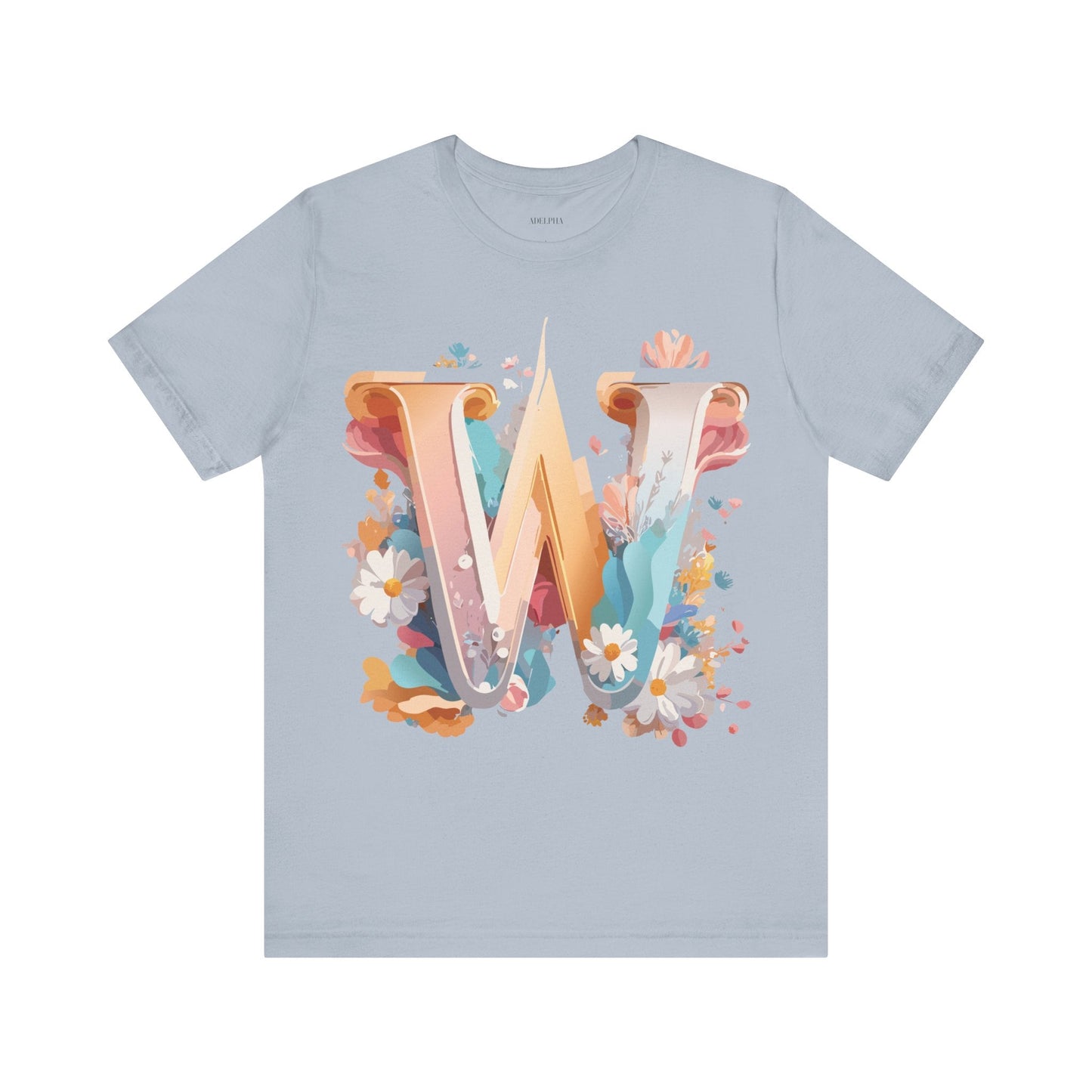Letter W Shirt Graphic Tee Unisex Jersey Short Sleeve Vintage Inspired Art Adelpha Design