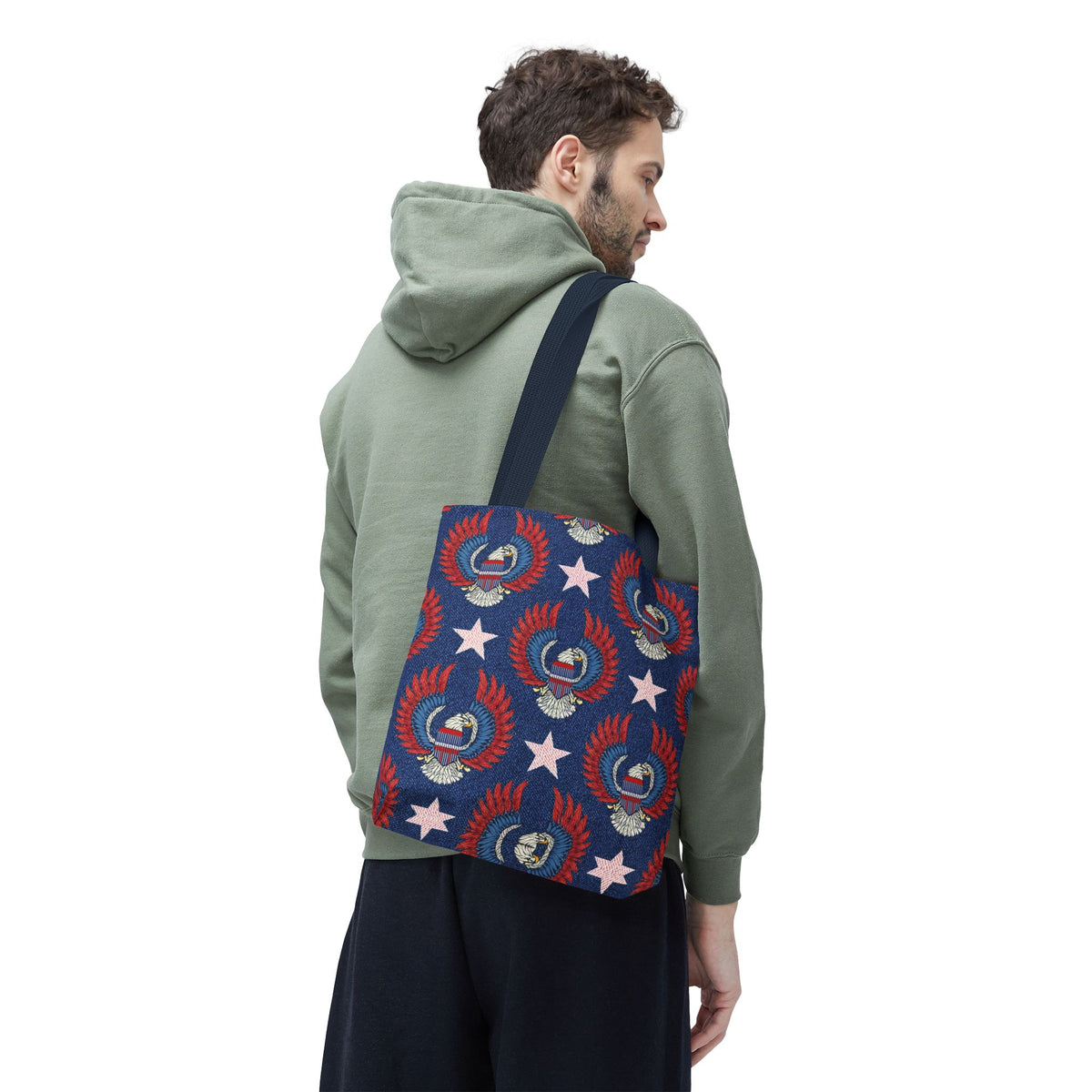 4th of July Graphic Denim Fabric Imitation Print Unisex Canvas Bag Poly Spun 3 Sizes Tote Bag 200-4
