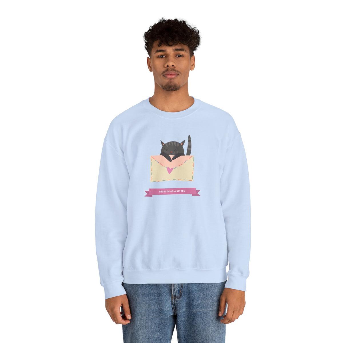 Cat Graphic Valentine's Day Sweatshirt Unisex 50/50 Cotton-Poly Animal Sweatshirt w14