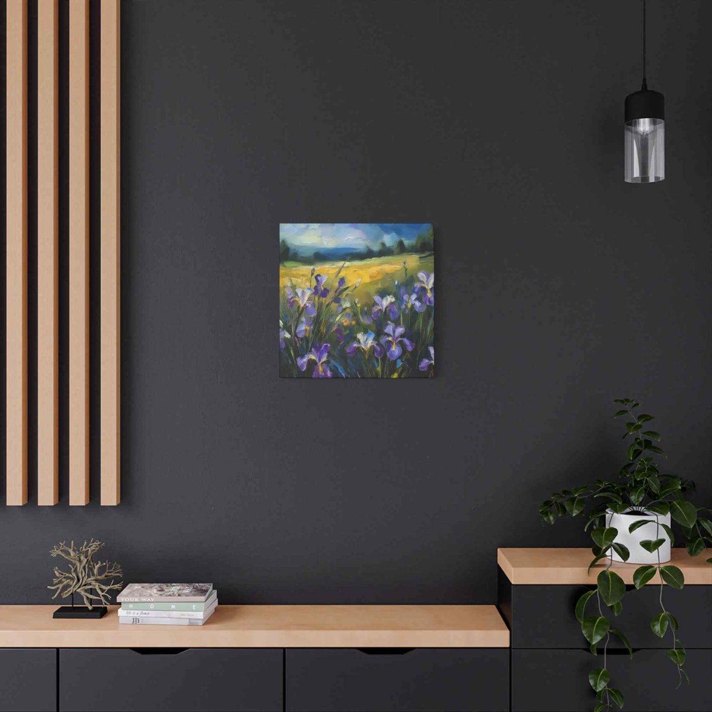 Irises Floral Print Canvas, Floral Oil Paint Print 20x20, 24x24, 30x30, 32x32, 36x36 Art Design Pine-Wood Inner Frame MC-182