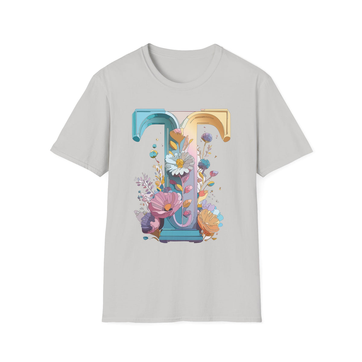 Floral Letter T Monogram T-Shirt | Botanical Initial Tee