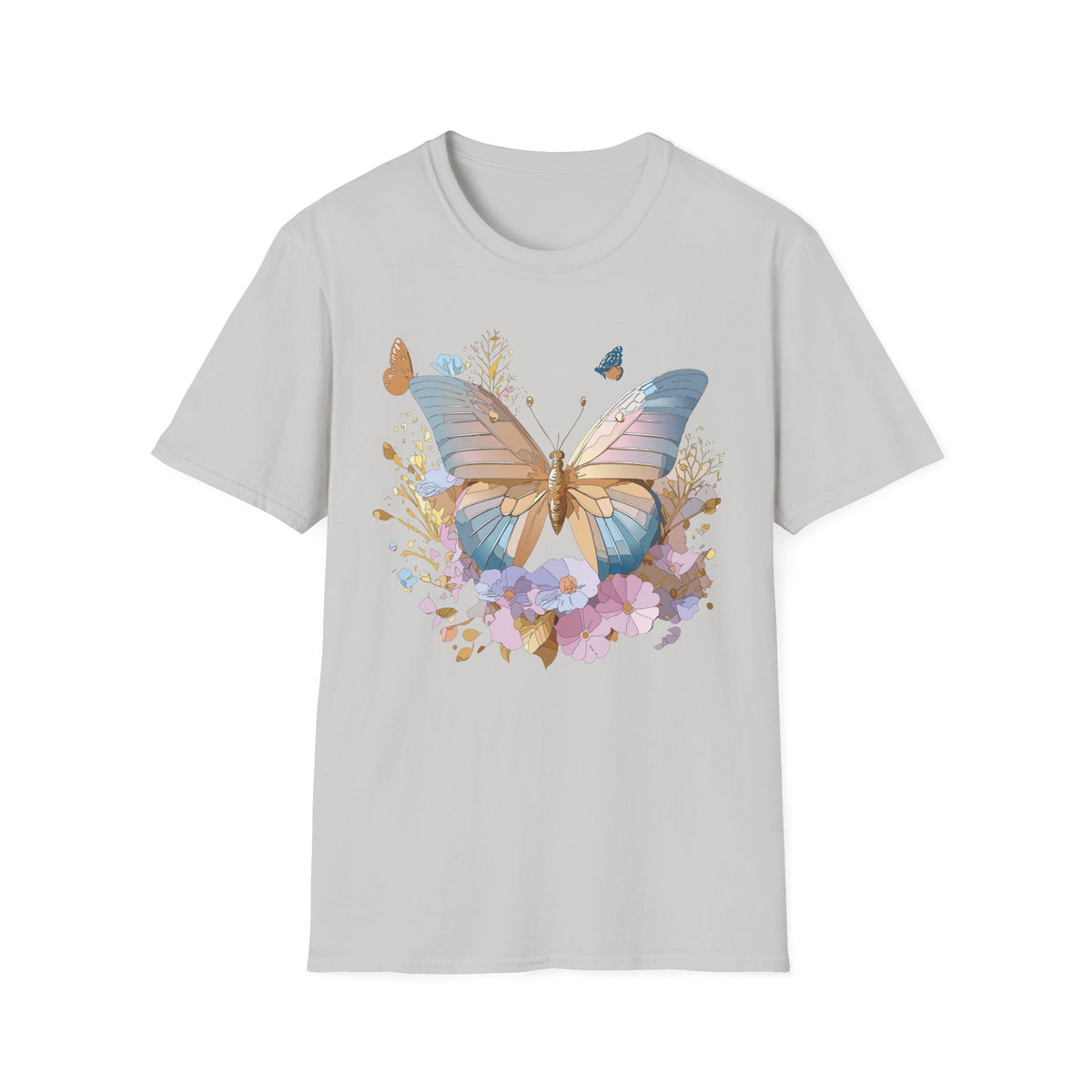 Butterfly Floral Tee — Pastel Garden Butterfly Graphic Tee Unisex 100 Cotton Gildan T-Shirt