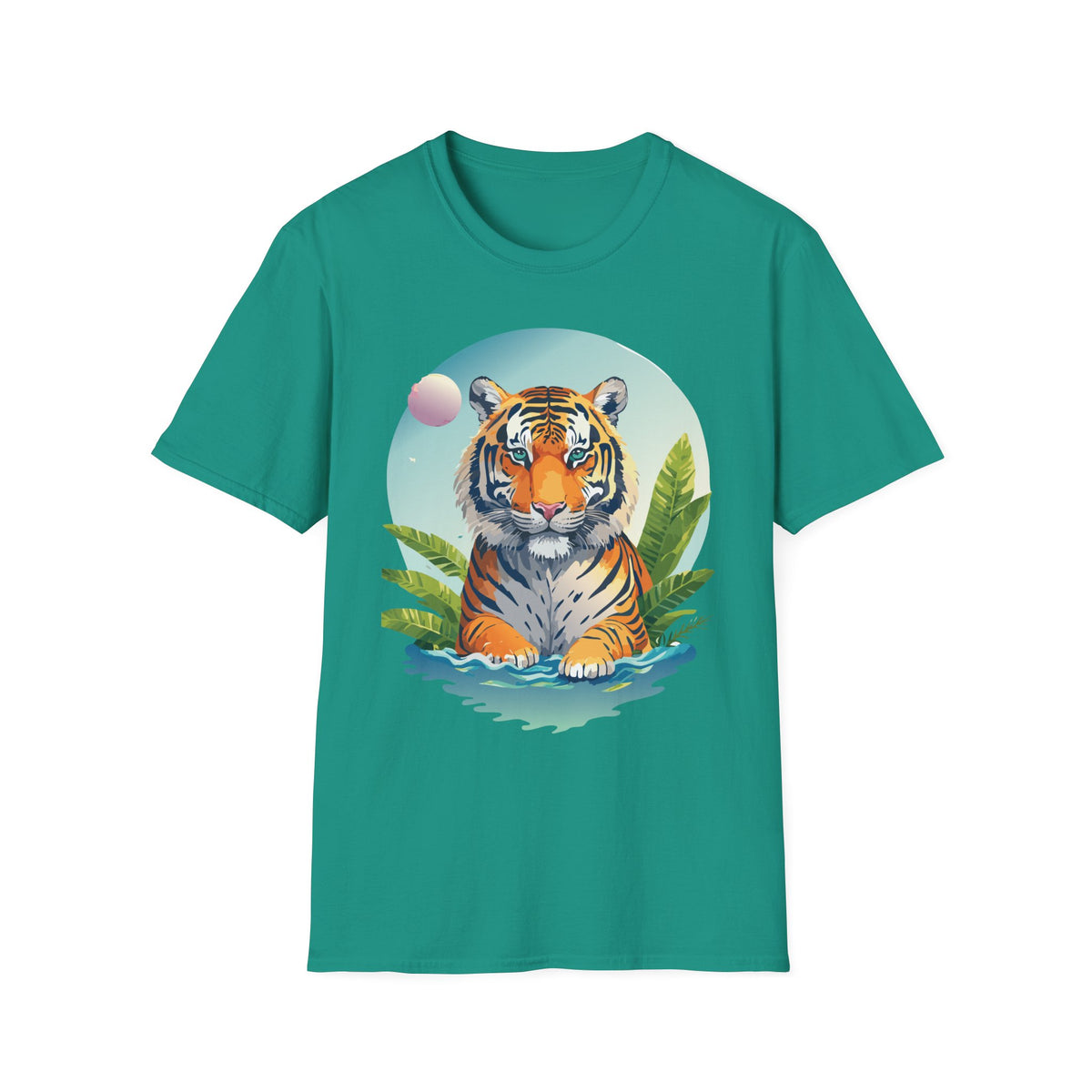 Retro Tiger Illustration T-Shirt | Vintage Sunset Jungle Art