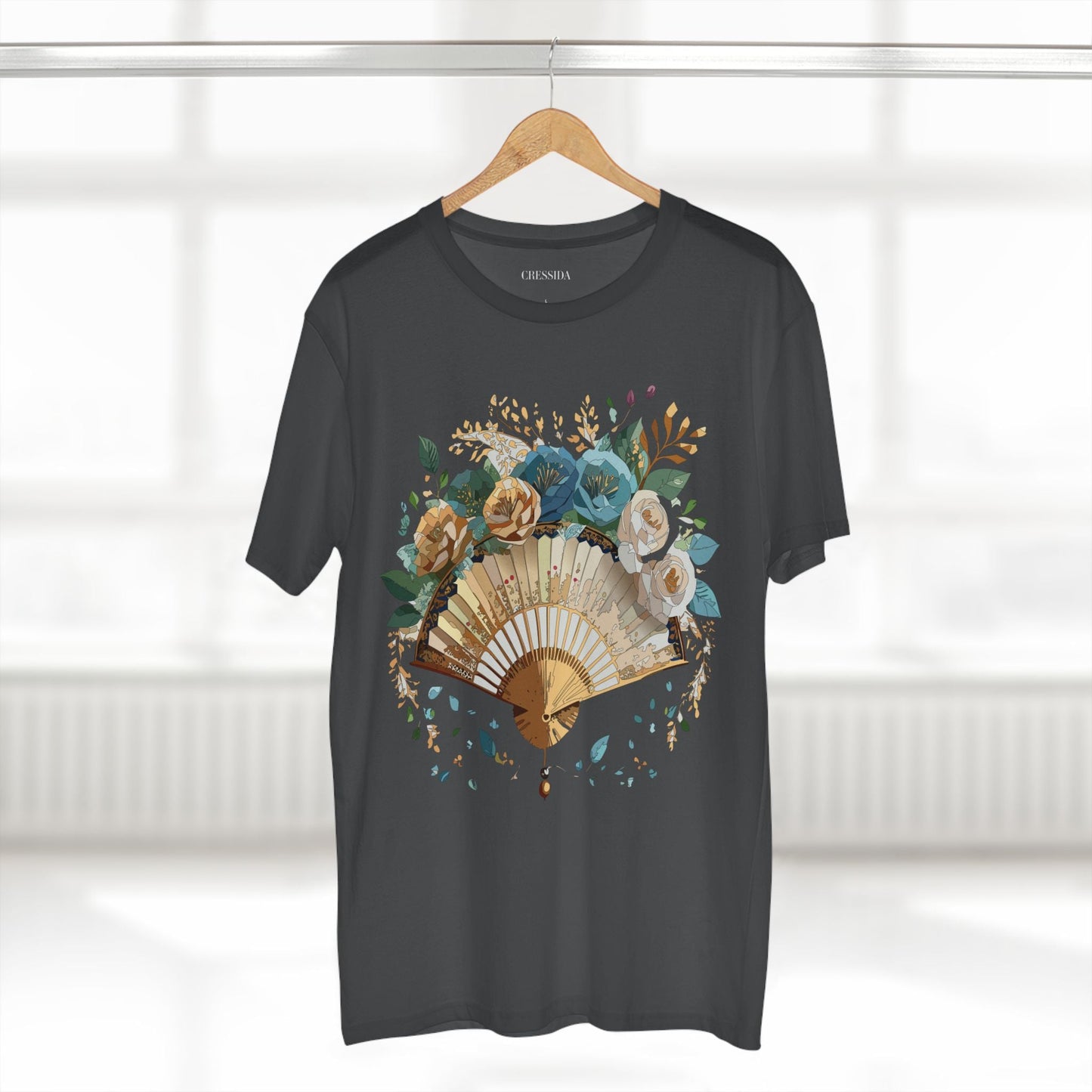 Antique Fan Graphic Design T-Shirt Unisex 100 Cotton Floral Carnival Artwork Tee 4