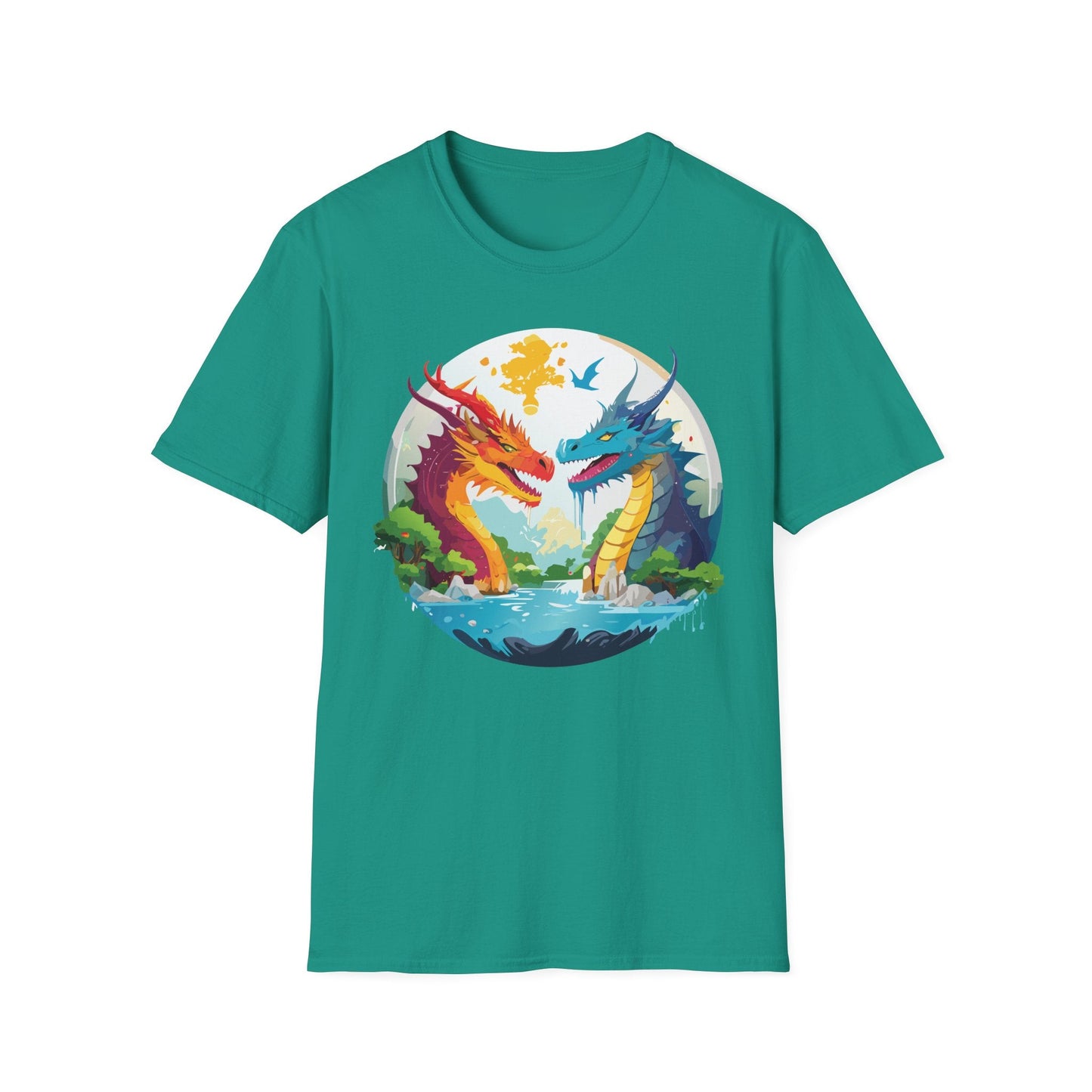 Dragon T Shirt Unisex Gildan Softstyle 64000 100 Percent Cotton Animal Print Tee Artwork