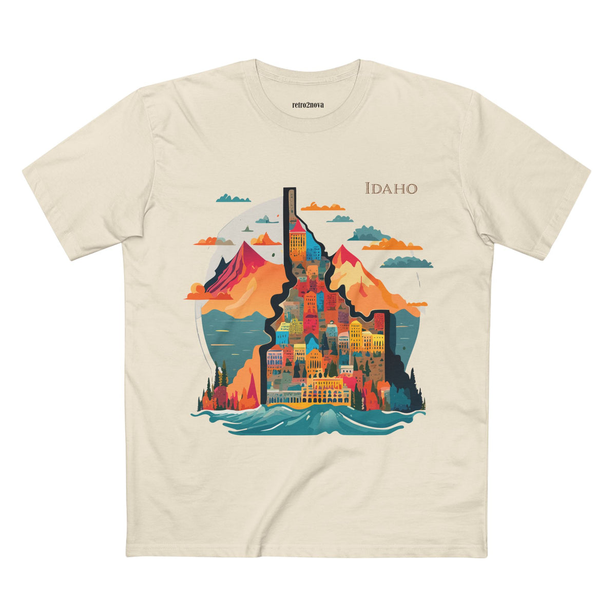 Idaho Mountain Cityscape T-Shirt | State Travel Graphic Tee