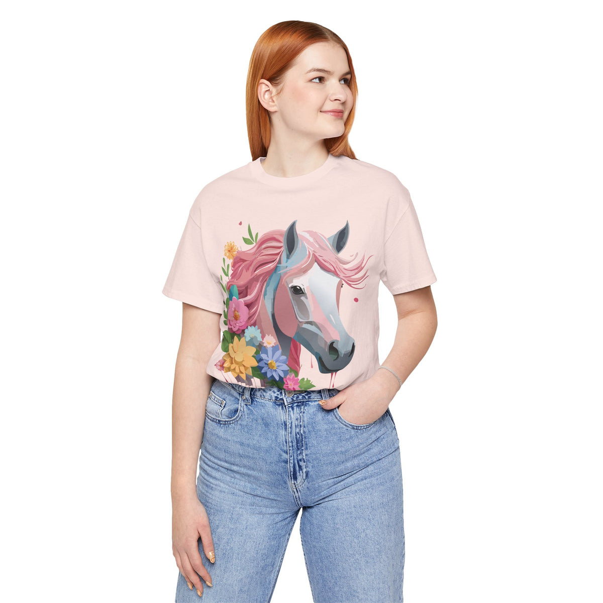 Horse Graphic Unisex Cotton Bella+Canvas Tee with Art Animal Design e35