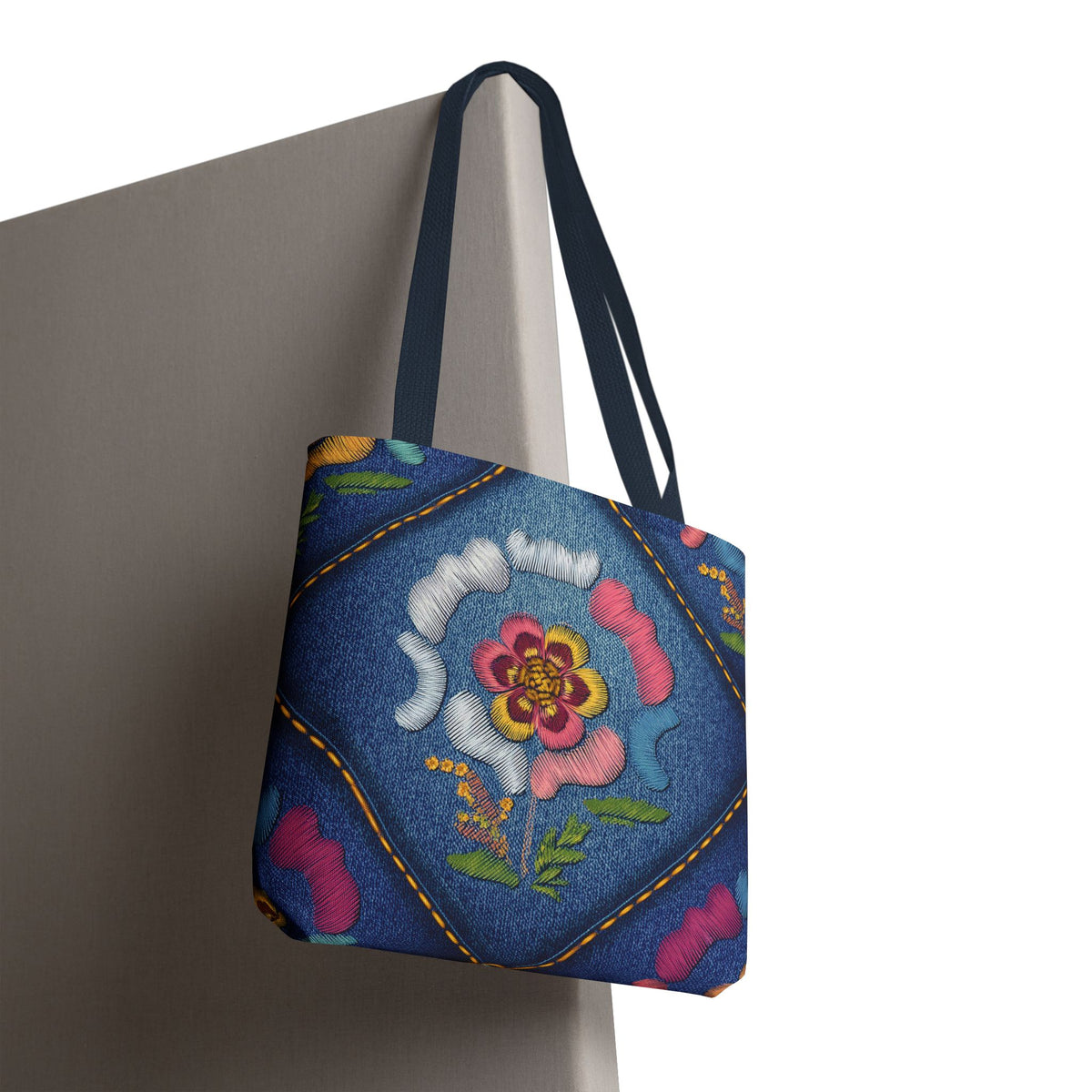 Denim Fabric Imitation Print Unisex Canvas Bag Poly Spun 3 Sizes Tote Bag 162