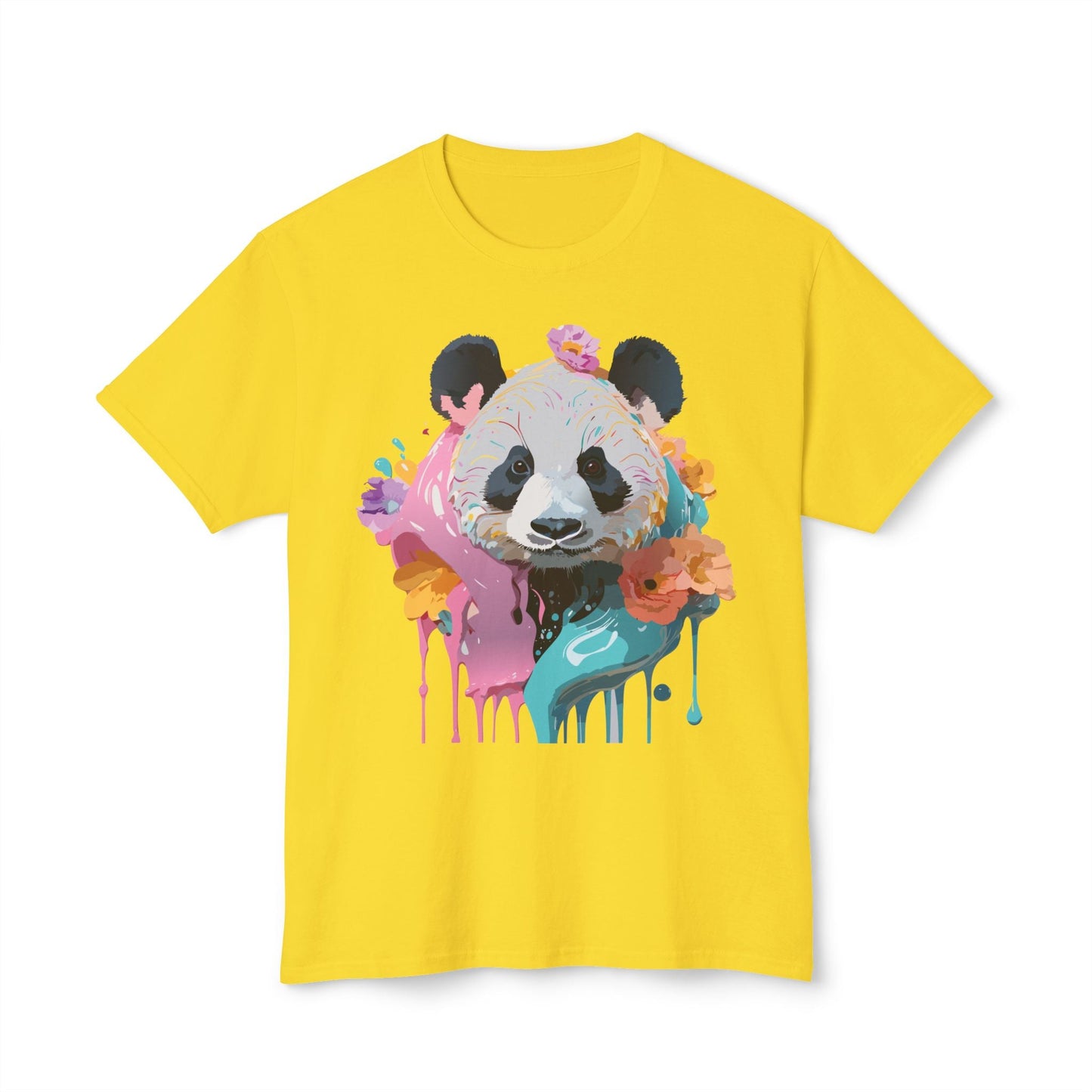 Panda T Shirt Unisex HD Cotton Tee With Panda Art Print Vintage Floral Design Printed In USA
