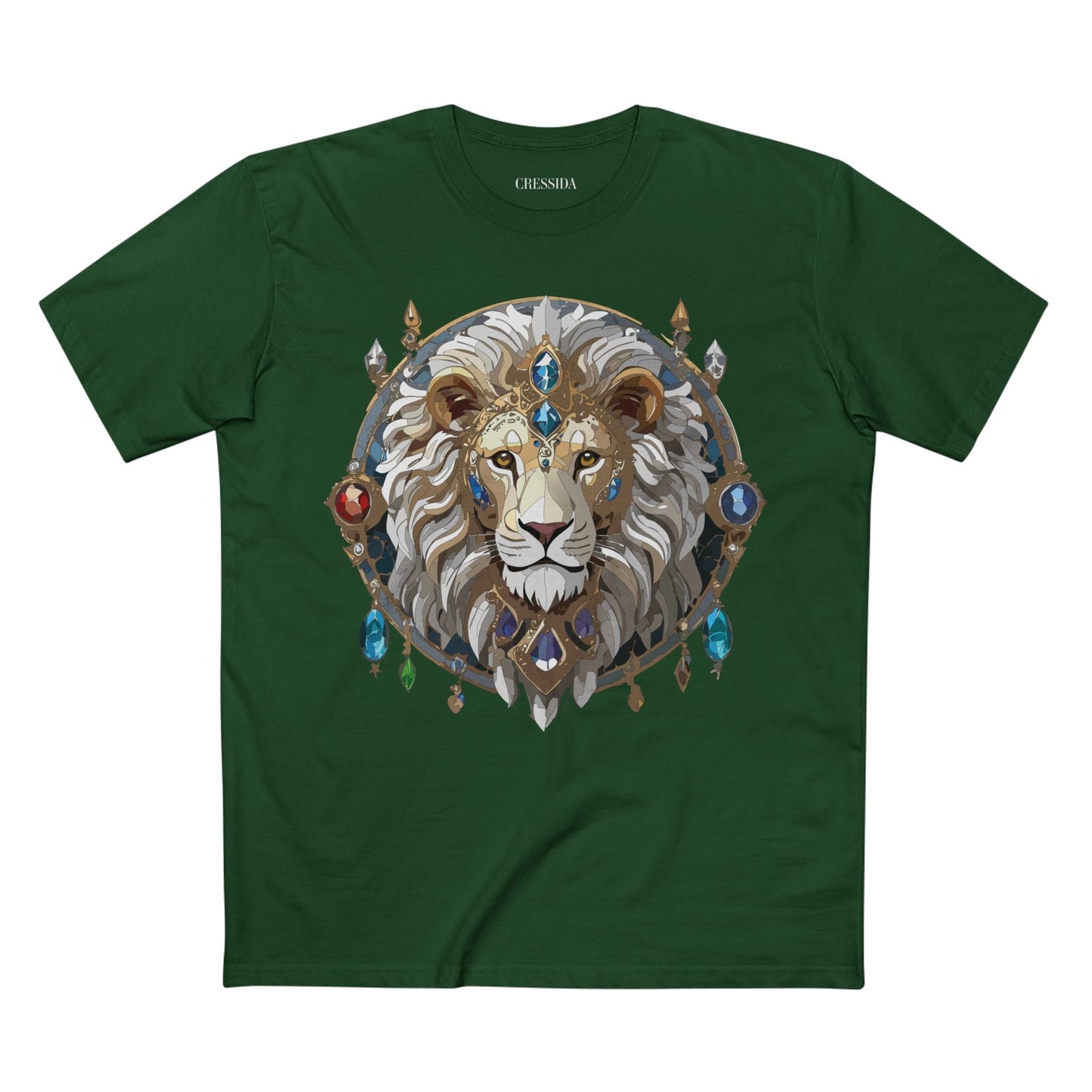 Lion Graphic Unisex 100 Cotton Tee With Unique Animal Golden Medallion Art Design 57