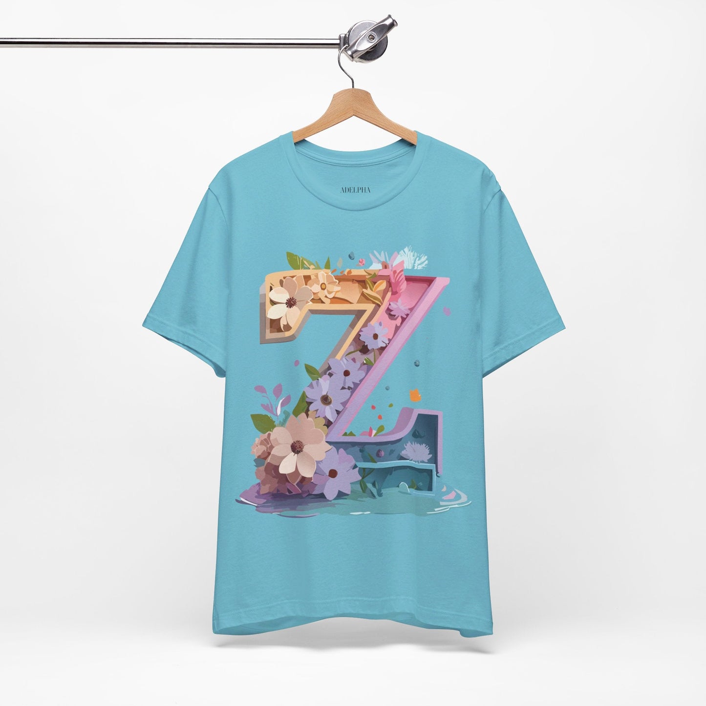 Letter Z Shirt Unisex Graphic Tee By Adelpha Vintage Inspired Jersey Short Sleeve