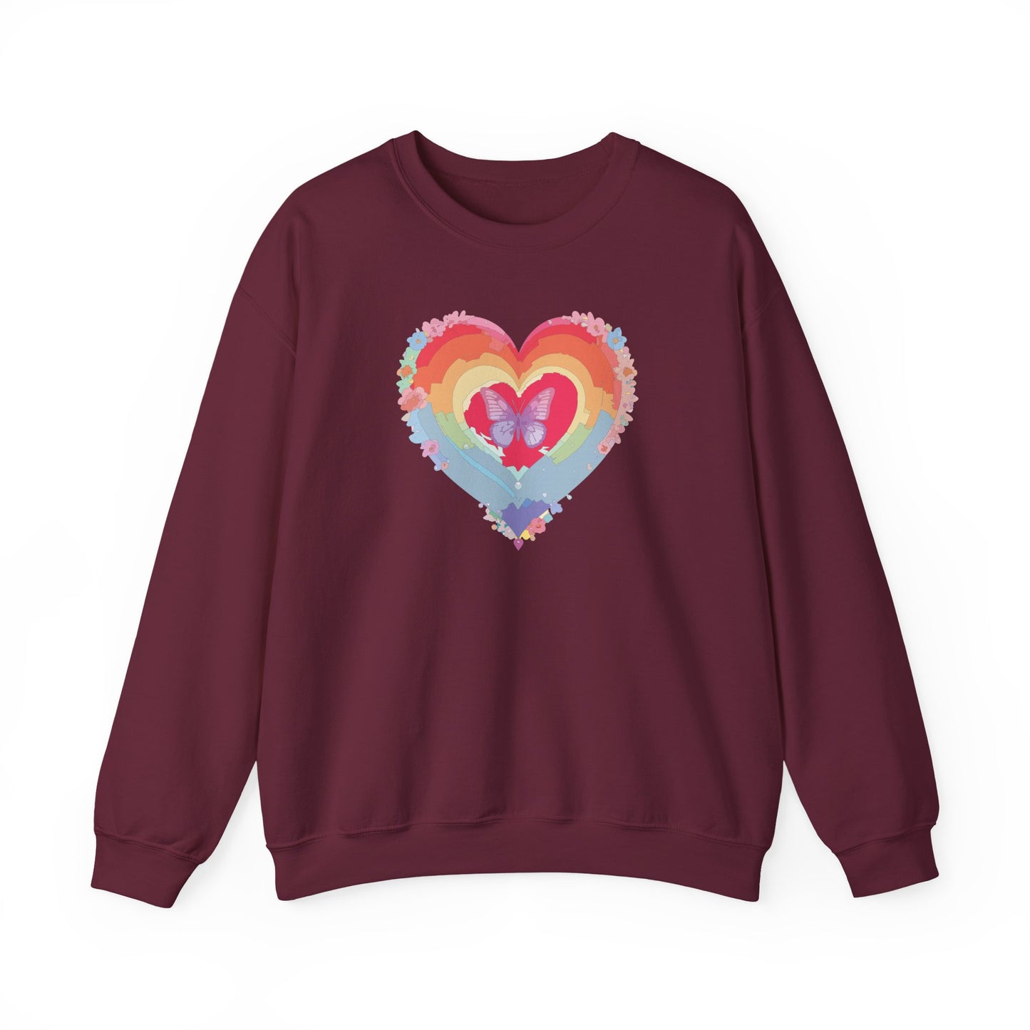 Rainbow Heart Sweatshirt, Floral Heart Sweatshirt, Floral Love Sweatshirt, Valentine's Day Sweatshirt, Rainbow Heart Floral Sweatshirt 116