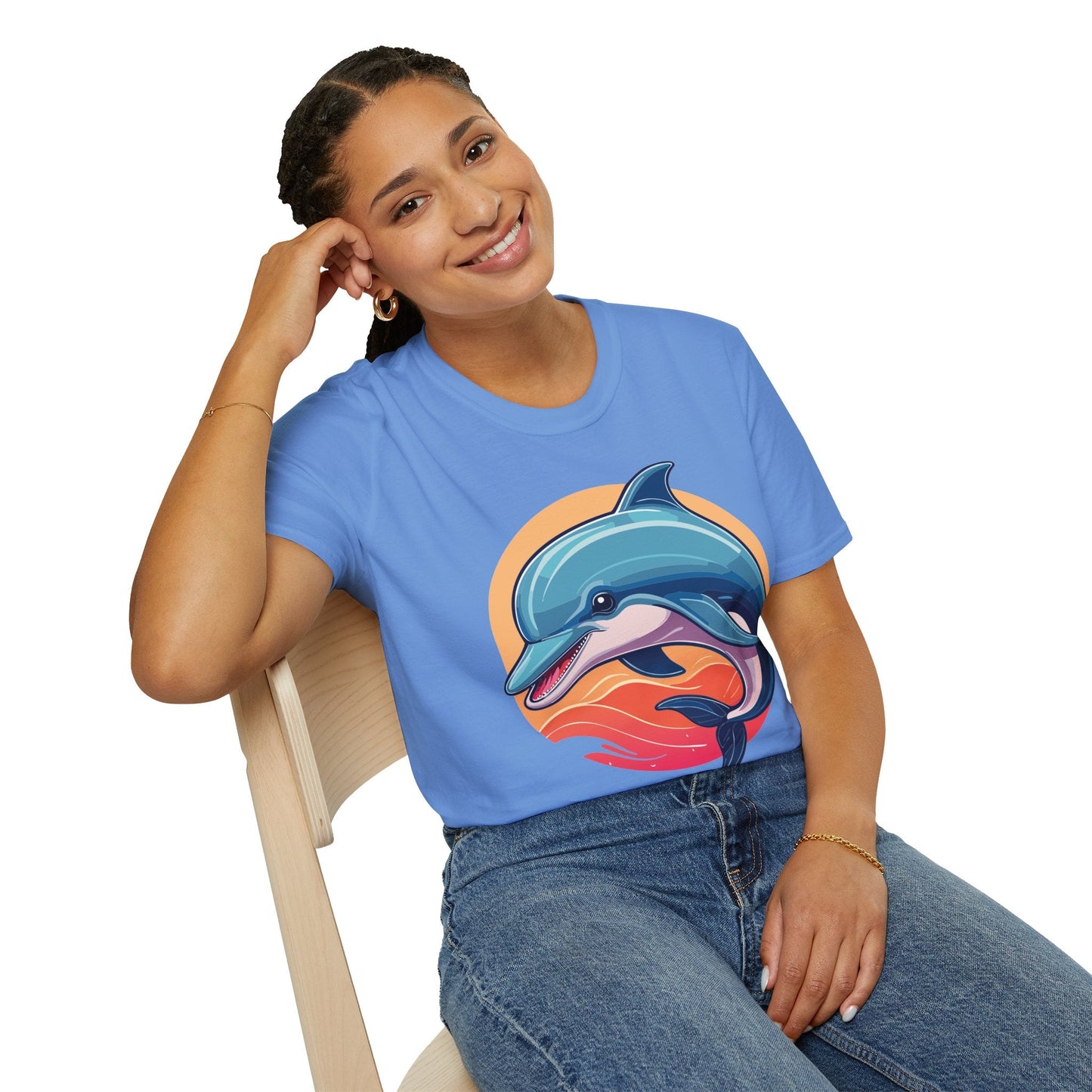 Unisex Dolphin Shirt Gildan Softstyle 64000 Tee 100 Percent Ring Spun Cotton Breathable Comfort
