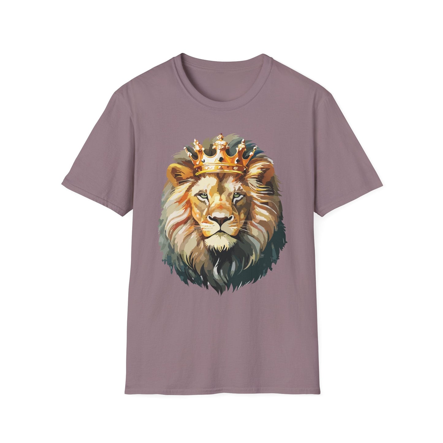 Unisex Lion Print T Shirt Softstyle 64000 One Hundred Percent Ring Spun Cotton