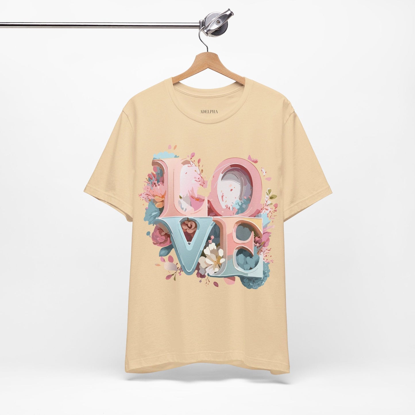 Valentine Day Graphic Unisex 100 Cotton Vintage Artwork with Love and Flower Design Tee 47
