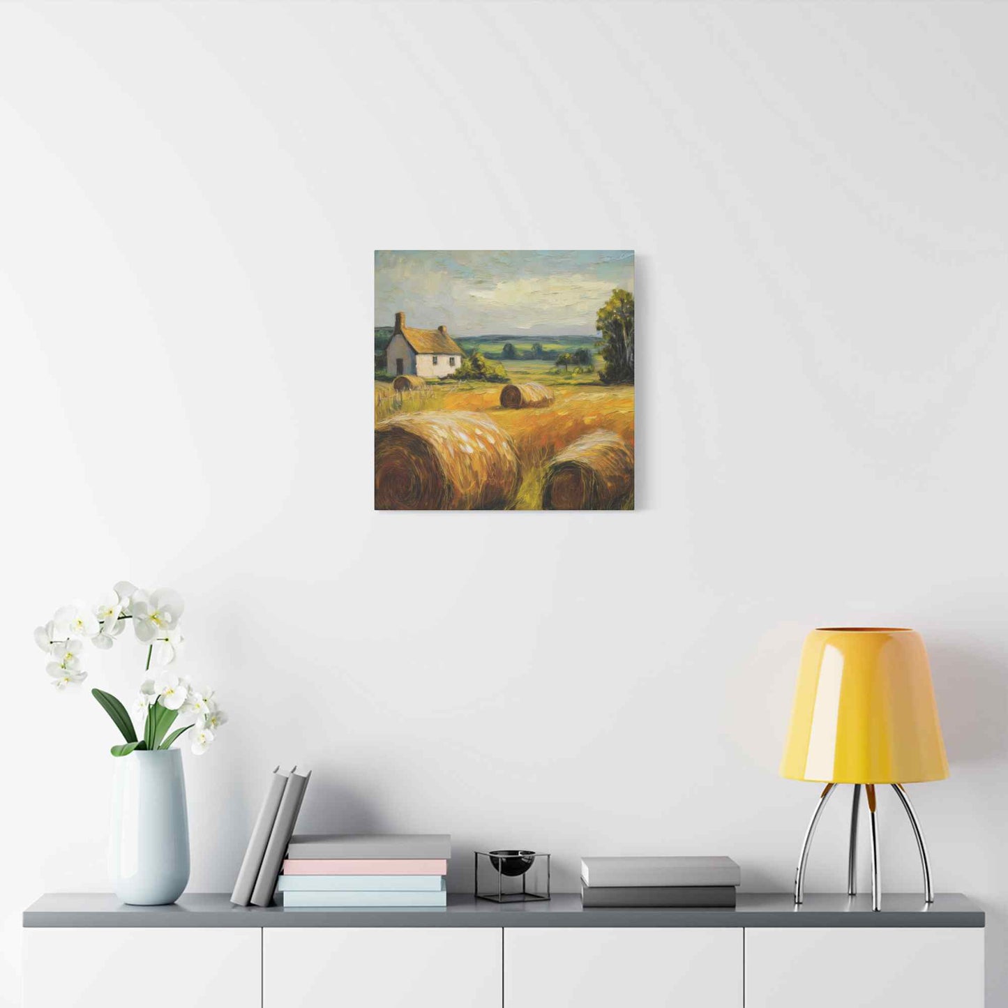 Countryside Print Canvas, Oil Paint Print 20x20, 24x24, 30x30, 32x32, 36x36 Art Design Print Pine-Wood Inner Frame MC-48