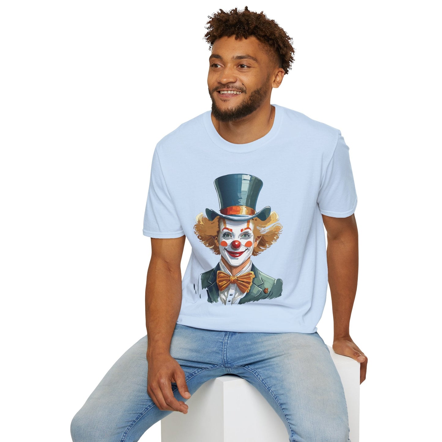 Funny Clown Shirt Unisex T Shirt Circus Style Tee With Scary Man Artwork Gildan 64000
