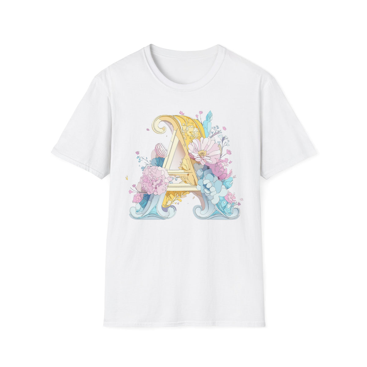 Floral Letter A T-Shirt | Decorative Monogram Initial Tee
