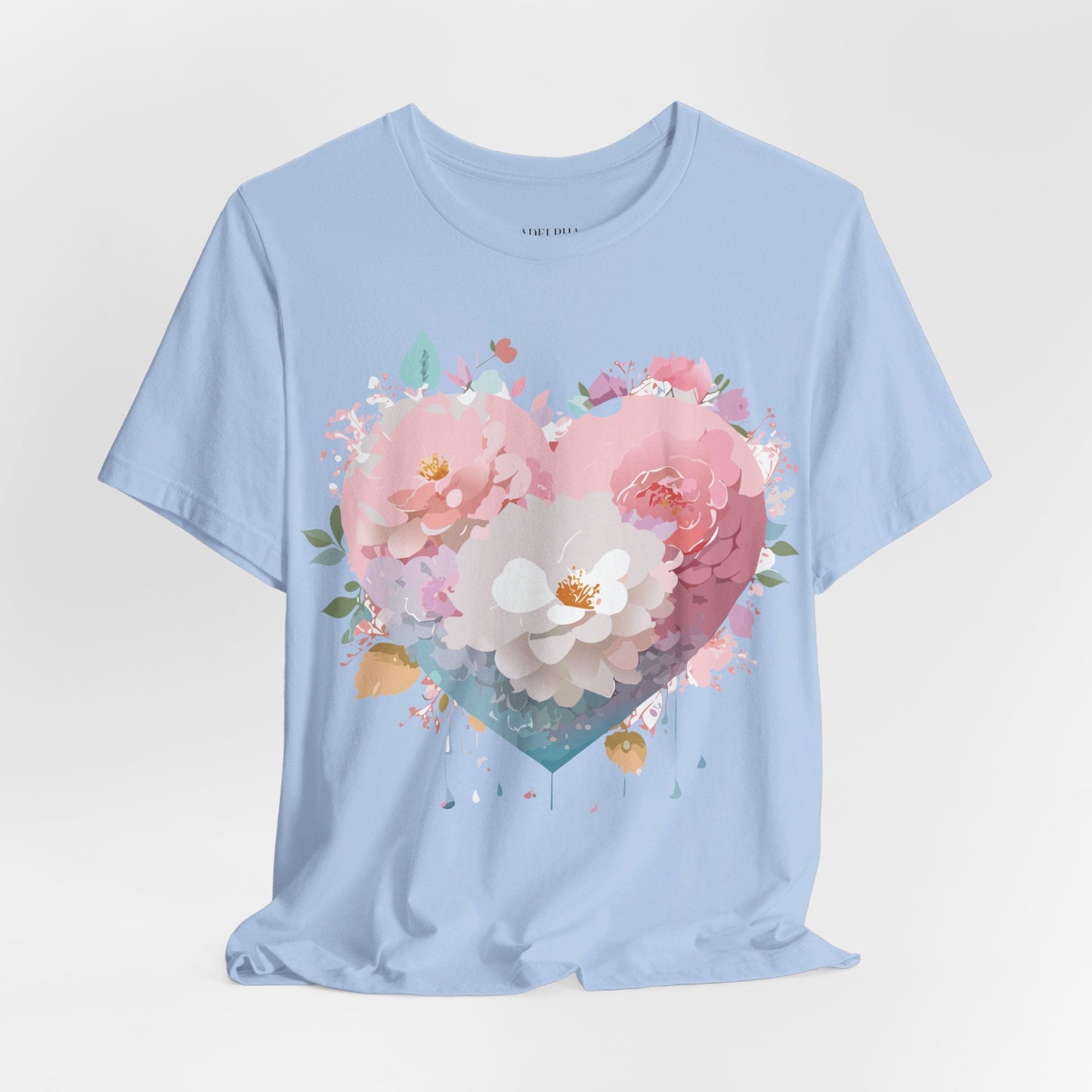 Valentine Day Graphic Unisex 100 Cotton Vintage Artwork with Love and Flower Design Tee 35