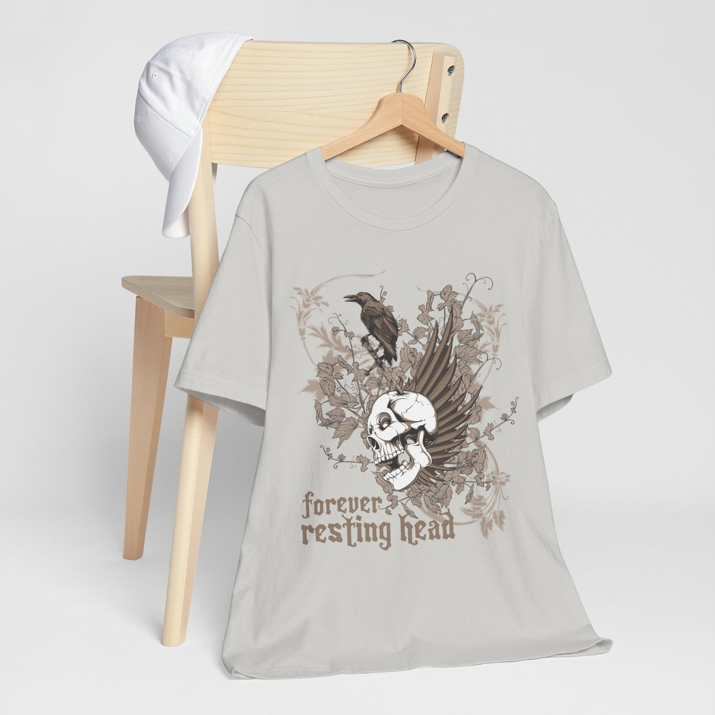 Forever Resting Head Tee, Edgy Graphic Shirt, Music T-Shirt, Gothic Tees, Skull Shirt, Art Design Tee, Skull Graphic Top