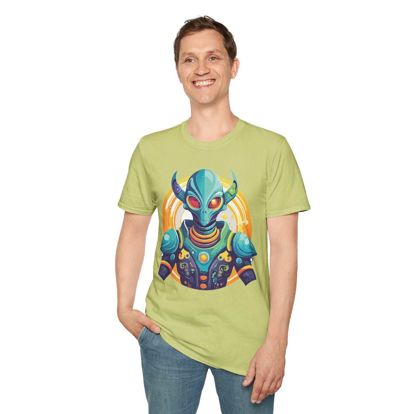 Alien T Shirt Cosmos Design Unisex Softstyle Cotton Tee With Aliens Art Graphic Print
