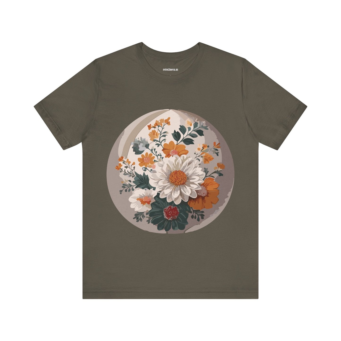 Retro2Nova Floral Shirt Unisex Jersey Short Sleeve Tee From Flowers Collection Free Shipping
