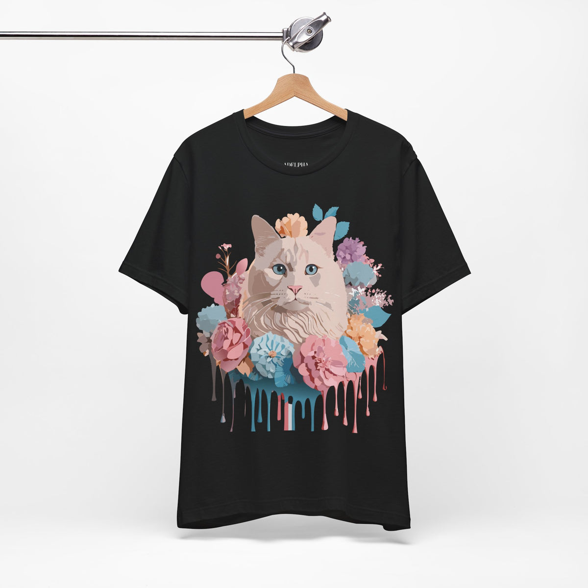 Cat Graphic Unisex Cotton Bella+Canvas Tee with Art Animal Design d02