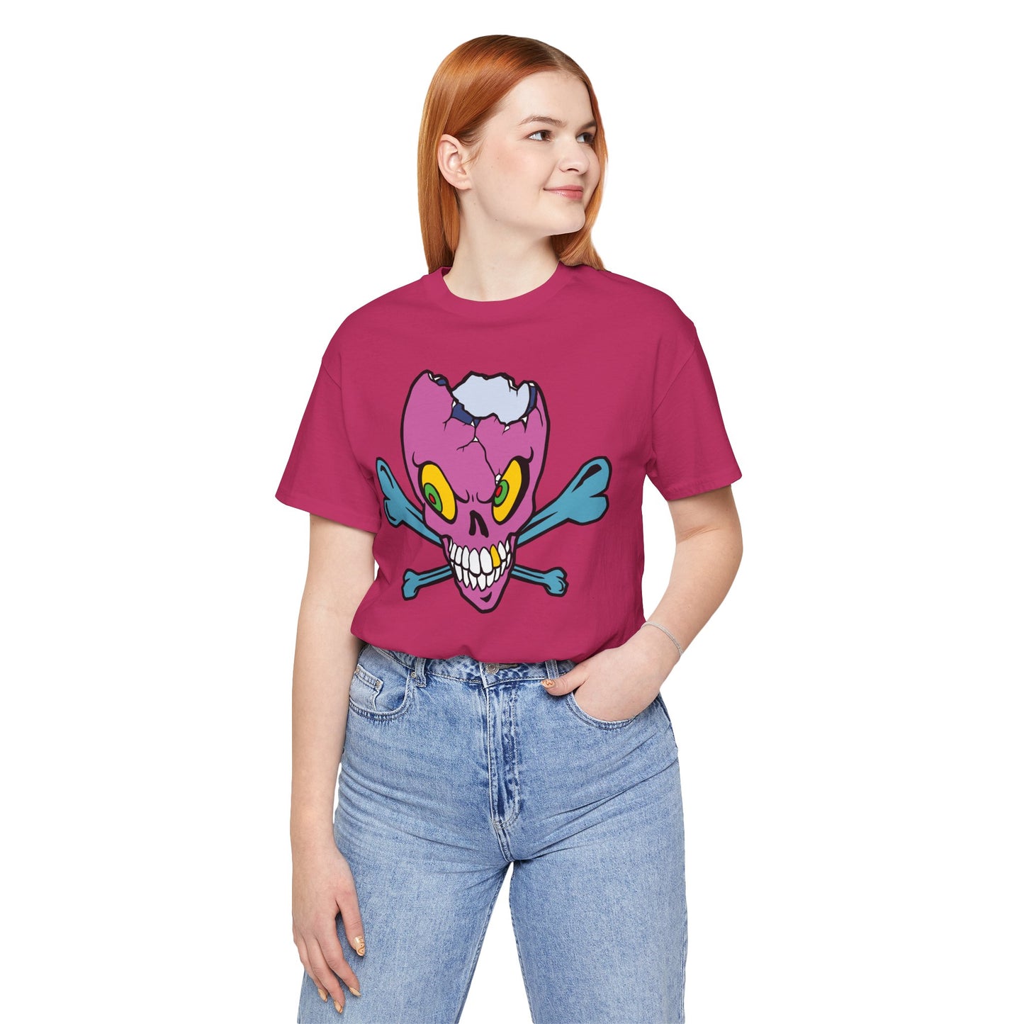 Purple Skull Graphic Design Tee, Skull Shirt, Vintage Tees, Art Design T-Shirt, Vintage Graphic Tee, Art Shirts with Skulls 5