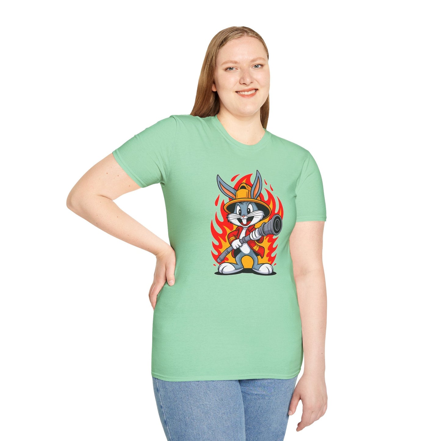 Cartoon Bunny Graphic Unisex Cotton Animal Animation Artwork Design Tee 11