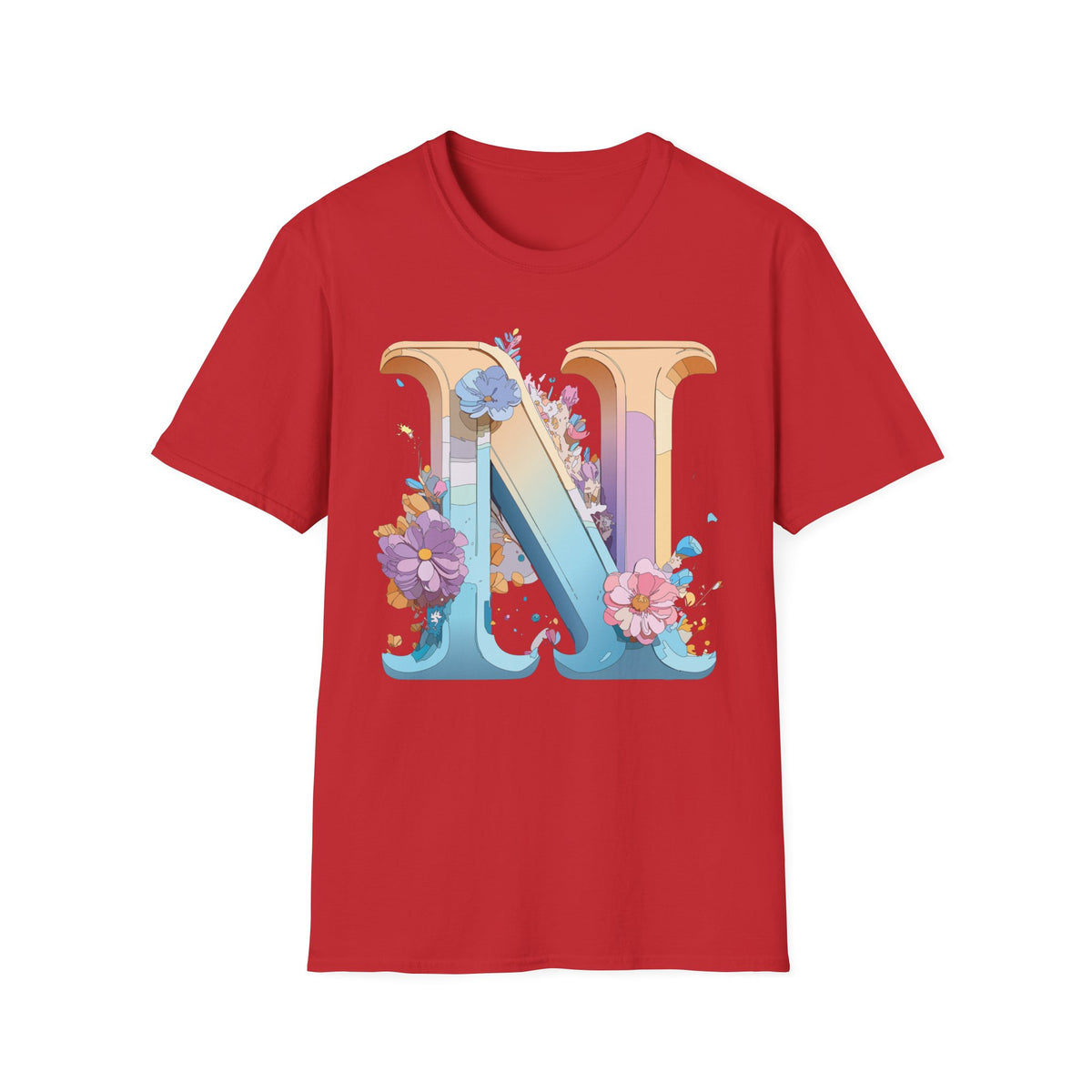 Floral Letter N T-Shirt | Botanical Monogram Tee