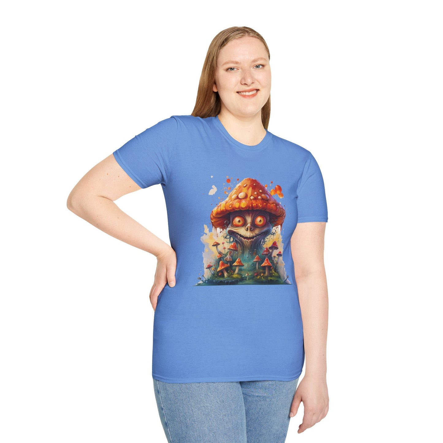 Funny Mashroom Tee Shirt Unisex Softstyle Cotton Art Design with Fungus Graphic Artwork Theme
