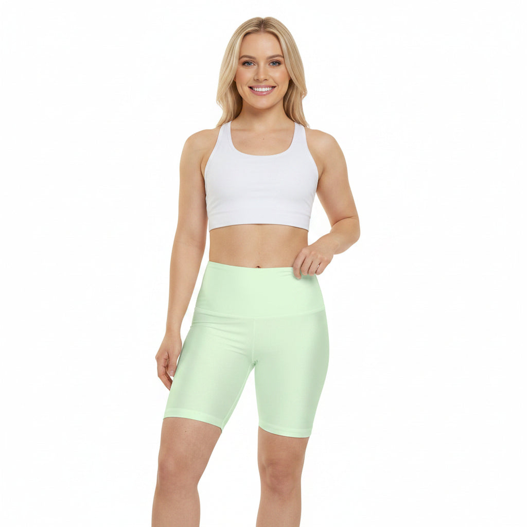 Frosted Mint Workout Shorts — Mint Solid High-Waist Biker Shorts