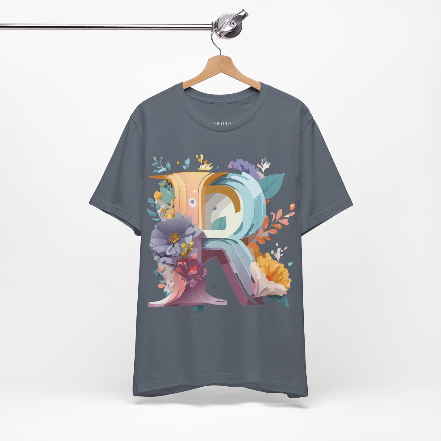 Letter R Graphic Tee Unisex Short Sleeve Vintage Inspired Shirt By Adelpha Art Design Tee