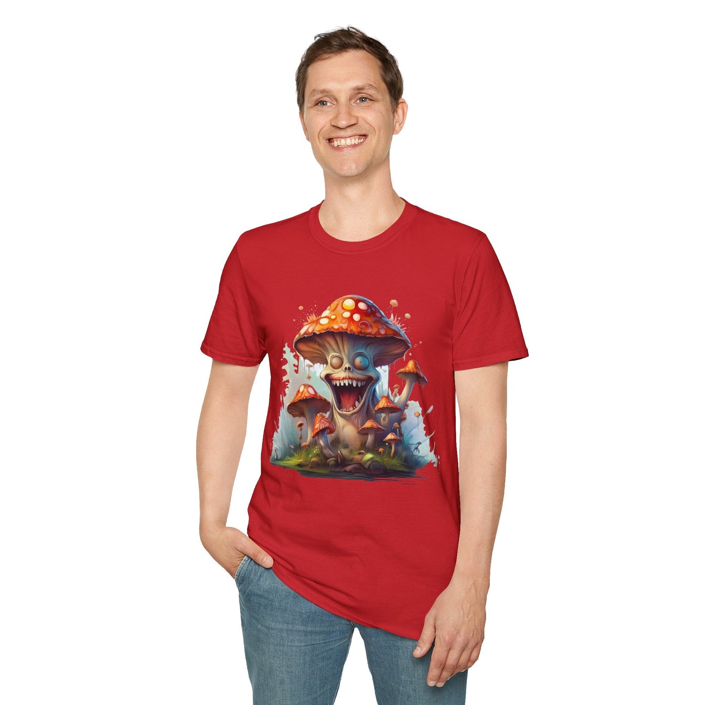 Funny Mashroom Graphic Unisex Softstyle Cotton With Cartoon Illustration Design 7