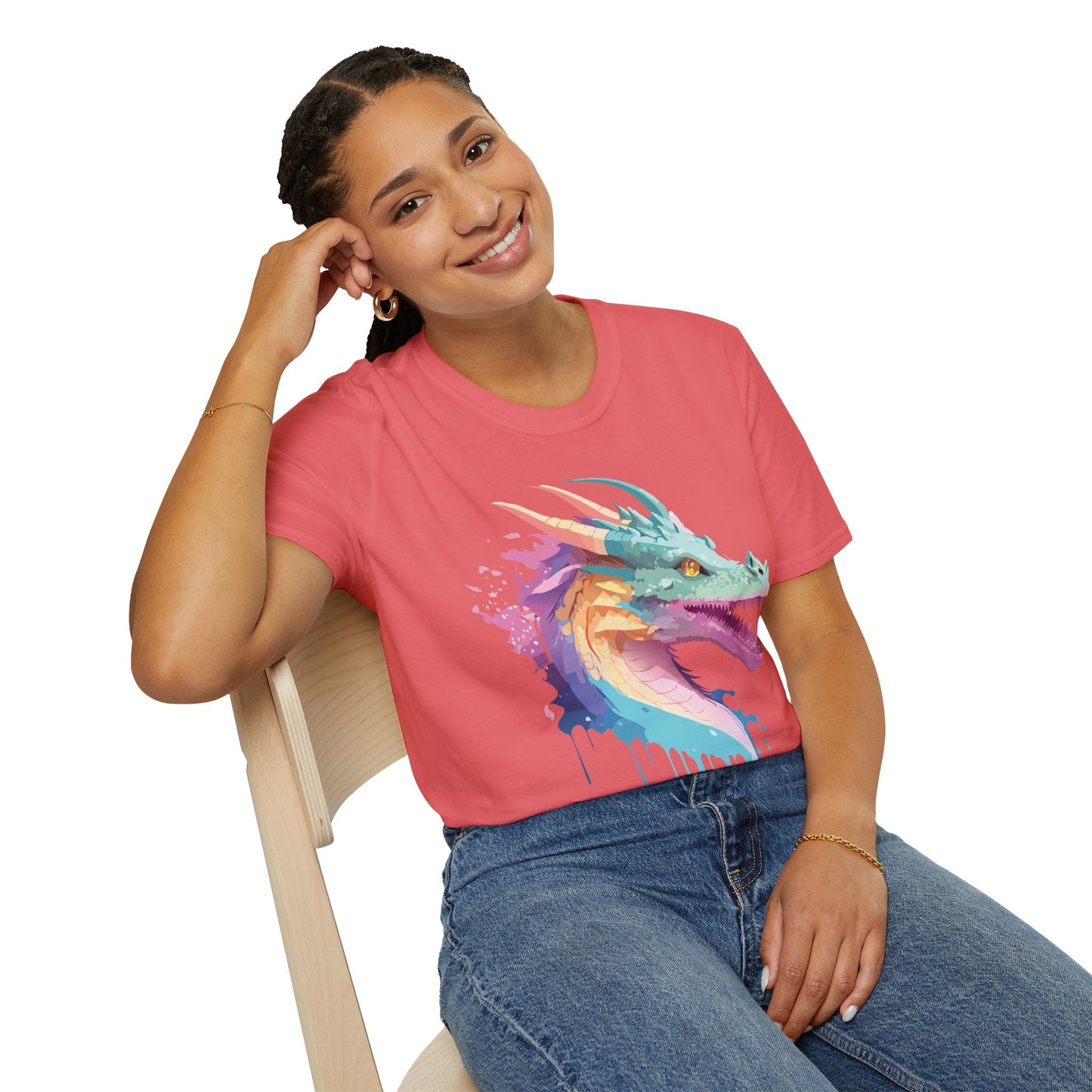 Dragon Graphic Tee Unisex Short Sleeve Dragon Shirt With Animal Design Gildan SoftStyle 64000