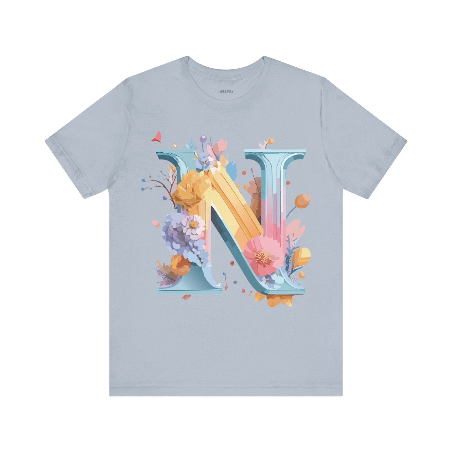 Letter N Shirt Classic Unisex Graphic Tee With Premium Vintage Adelpha Artwork Jersey Short Sleeve